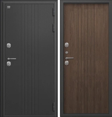 Дверь Термо-90 графит букле - миндаль рифлёный